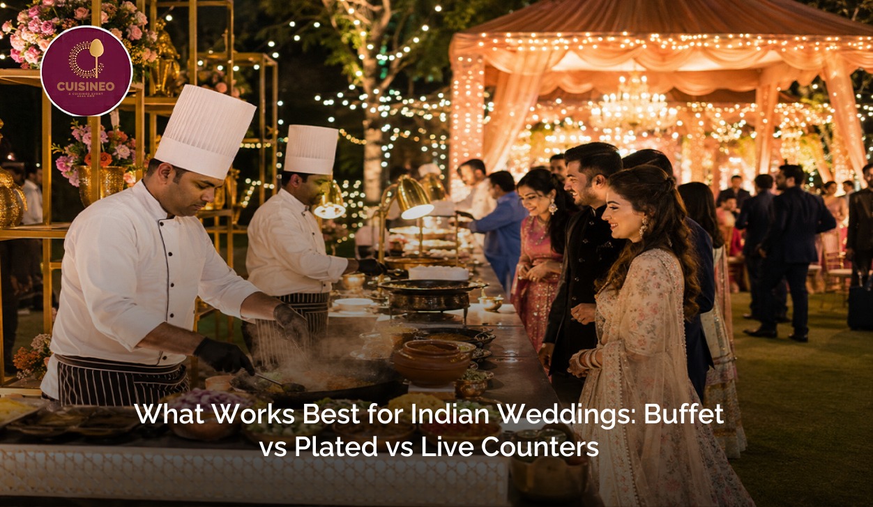 What Works Best for Indian Weddings: Buffet vs Plated vs Live Counters